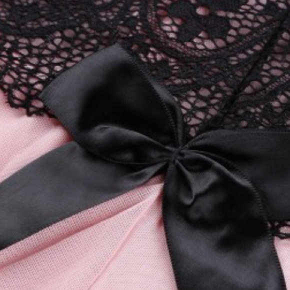 RESTOCKED Black pink babydoll chemise g string set - Picture 12 of 13